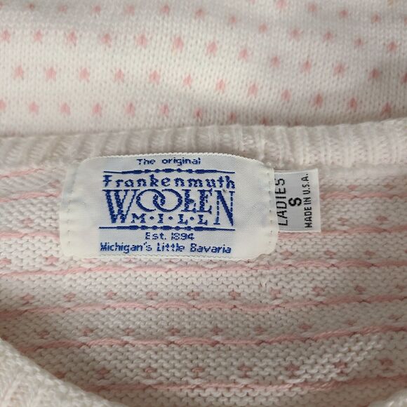 Vintage Frankenmuth Woolen Mill Sweater Small Pink Heart Fair Isle Cottagecore - Picture 7 of 12